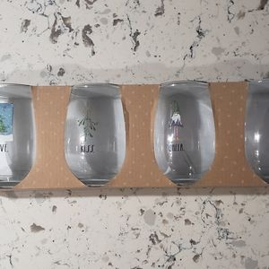 Rae Dunn stemless wine Christmas glasses